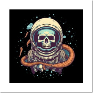 Skull Astronaut with Alien Tentacle Posters and Art